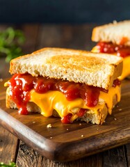 Grilled cheese sandwich with tomato sauce and cheese