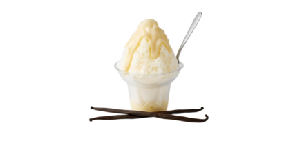 Vanilla Ice Cream isolated on Transparent Background.  food