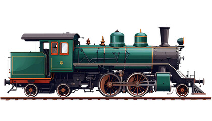 Obraz premium Vintage Green Steam Locomotive A Classic Era of Rail Transport.