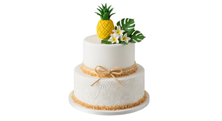 Two Tier Pineapple Cake Isolated on Transparent Background