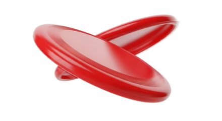 Red Flying Discs Isolated on Transparent Background