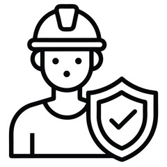 Construction Worker Safety Shield Vector Icon