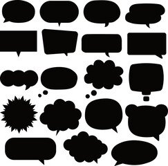 The Simple Speech Bubble Set in Black and Monochrome. / シンプルな吹き出し フレーム セット 黒 モノクロ