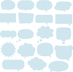 A set of a balloon frame with a cloud-like appearance, available in shades of cyan and light blue. / 雲のような吹き出し フレーム セット シアン 水色