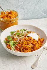 Seitan rice curry