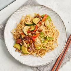Asian noodle stir-fry with tofu