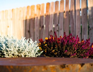 Fall flowers on rustic patio
