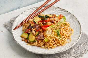Asian noodle stir-fry with tofu