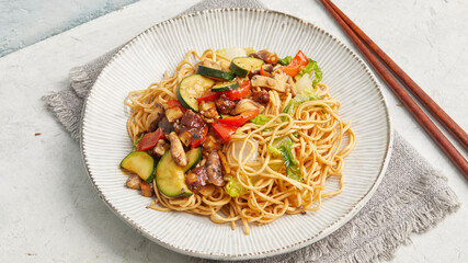 Asian noodle stir-fry with tofu