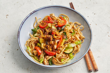 Asian noodle stir-fry with tofu