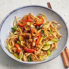 Asian noodle stir-fry with tofu