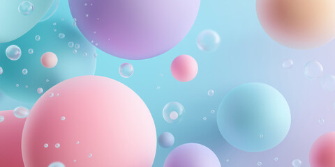Minimal pastel gradient background, soft 3D shapes, bubbles