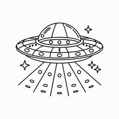 UFO Flying Saucer Coloring Page Outline Vector Illustration