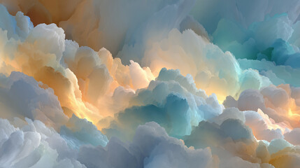 Abstract Ethereal Light Texture with Soft Glowing Colors, Volumetric Fog Effect, Digital Painting on White Background in High Resolution