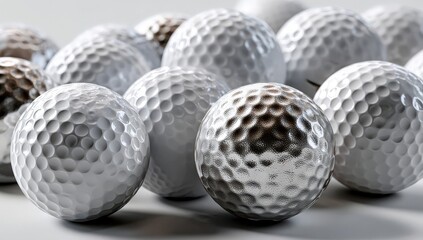 On a table, there exists a stack of perfectly arranged white golf balls
