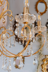 Elegant chandelier with crystal details in a vintage setting