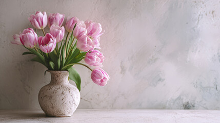 pink tulips in a vase