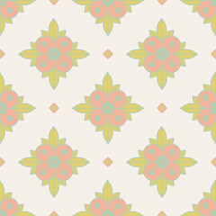 Seamless floral pattern with colorful flowers and decorative design for wallpaper and fabric