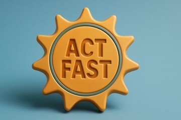 Attention-grabbing ACT FAST promotional badge, glossy style, effective retail offer statement.