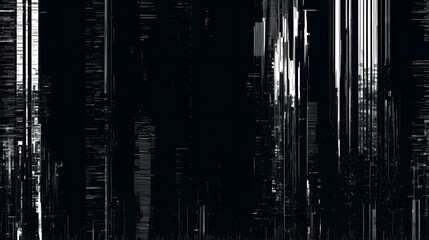 Distorted digital display shows glitching screen with corrupted video signal creating abstract patterns.