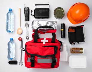 Generated image家庭の防災用品を並べた防災対策イメージ
