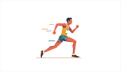 Energetic Vector Illustration of a Running Athlete in Motion, Side View.