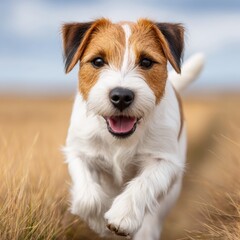 dog active with terrier, hound, run
