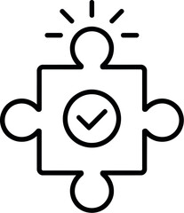 Obraz premium Puzzle pieces forming a square with a checkmark inside representing solution and success silhouette