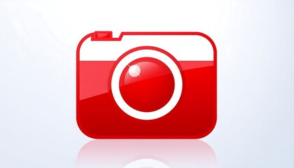 Red camera icon with reflection