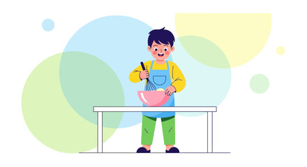 Young Boy Baking in The Kitchen, Enjoying The Culinary Experience to Create Food