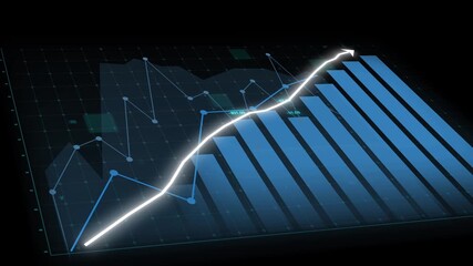 Business growth concept in allusive graph chart showing marketing sales profit increasing to future target . Excellent financial status of corporate business rise up . Finance and money 3D rendering . - Powered by Adobe