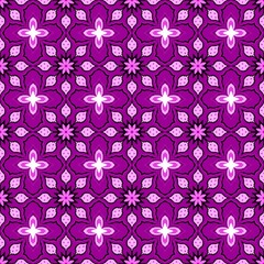 Deep Magenta Ikat Floral Tile Seamless Pattern