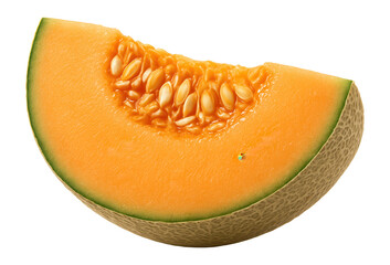 Quarter of a sweet cantaloupe with seeds