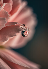 Pink carnation dewdrop closeup