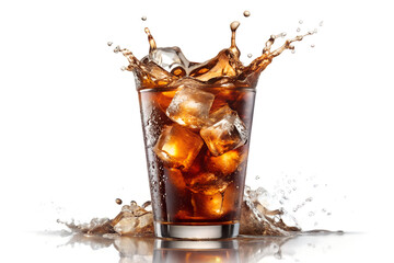 glass of cola with ice