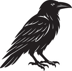 Black Raven Silhouette Gothic Crow Vector & Tattoo Design