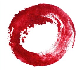 Red circle paint stroke on white background