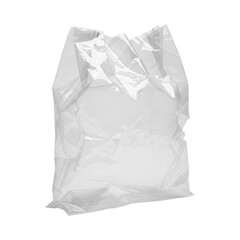 Transparent crumpled plastic bag isolated on transparent background