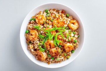 Shrimp fried rice in a bowl