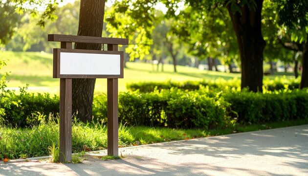 empty sign billboard post in the park forest wood template