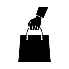 Hand Holding a Black Shopping Bag, Symbolizing Commerce and Retail Purchases