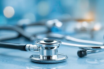 Close-up of a medical stethoscope on a smooth surface
