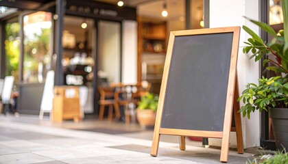 empty restaurant coffee shop menu sign board in restaurant template