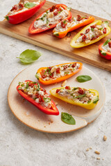 Stuffed snack peppers with tofu and basil