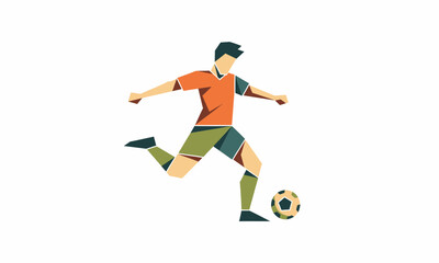 Stylized Soccer Player in Action with Colorful Geometric Design.