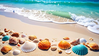 Shells on sunny beach