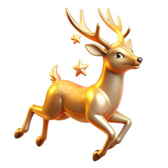 Obraz premium 3D Reindeer Gliding Festival Sky Glowing Antlers Icon-Elegance, Freedom, Christmas Spirit, Transparent PNG