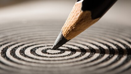 Close-up of a pencil point aimed at a target