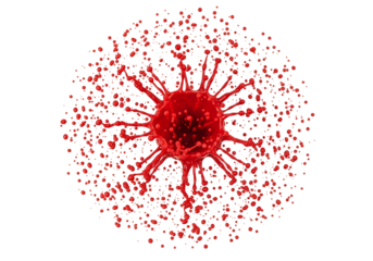 Vibrant red liquid explodes outwards in a captivating, dynamic radial pattern against a stark black background.