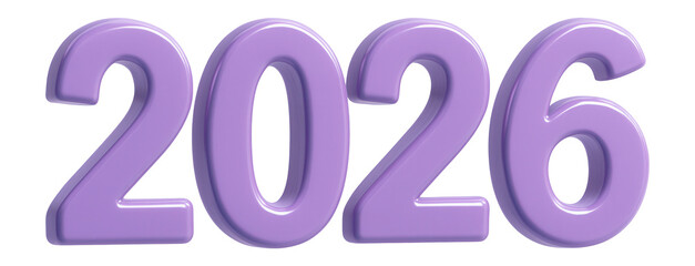 2026 year number in bold lavender with shadow